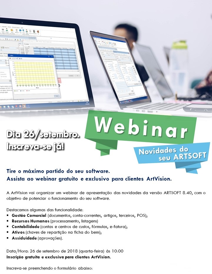 Webinar ARTVISION Novidade ARTSOFT site 26 set